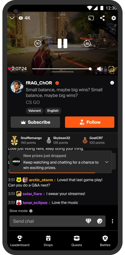 Loco app livestream screen, redesigned, before final style guide