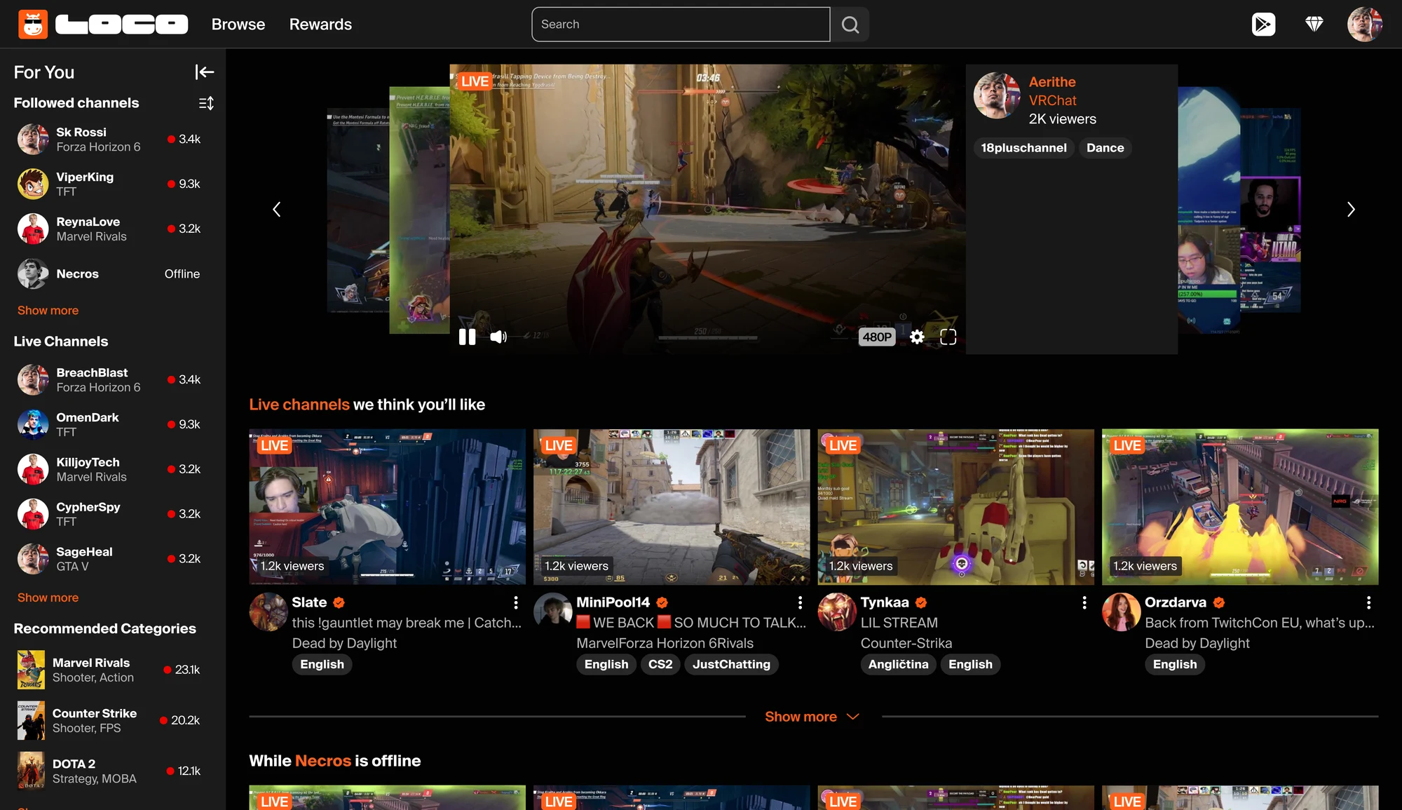 Loco desktop homepage, redesigned, with final style guide applied