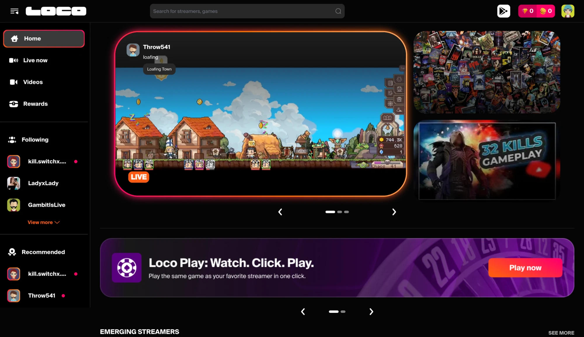 Loco desktop homepage, old design